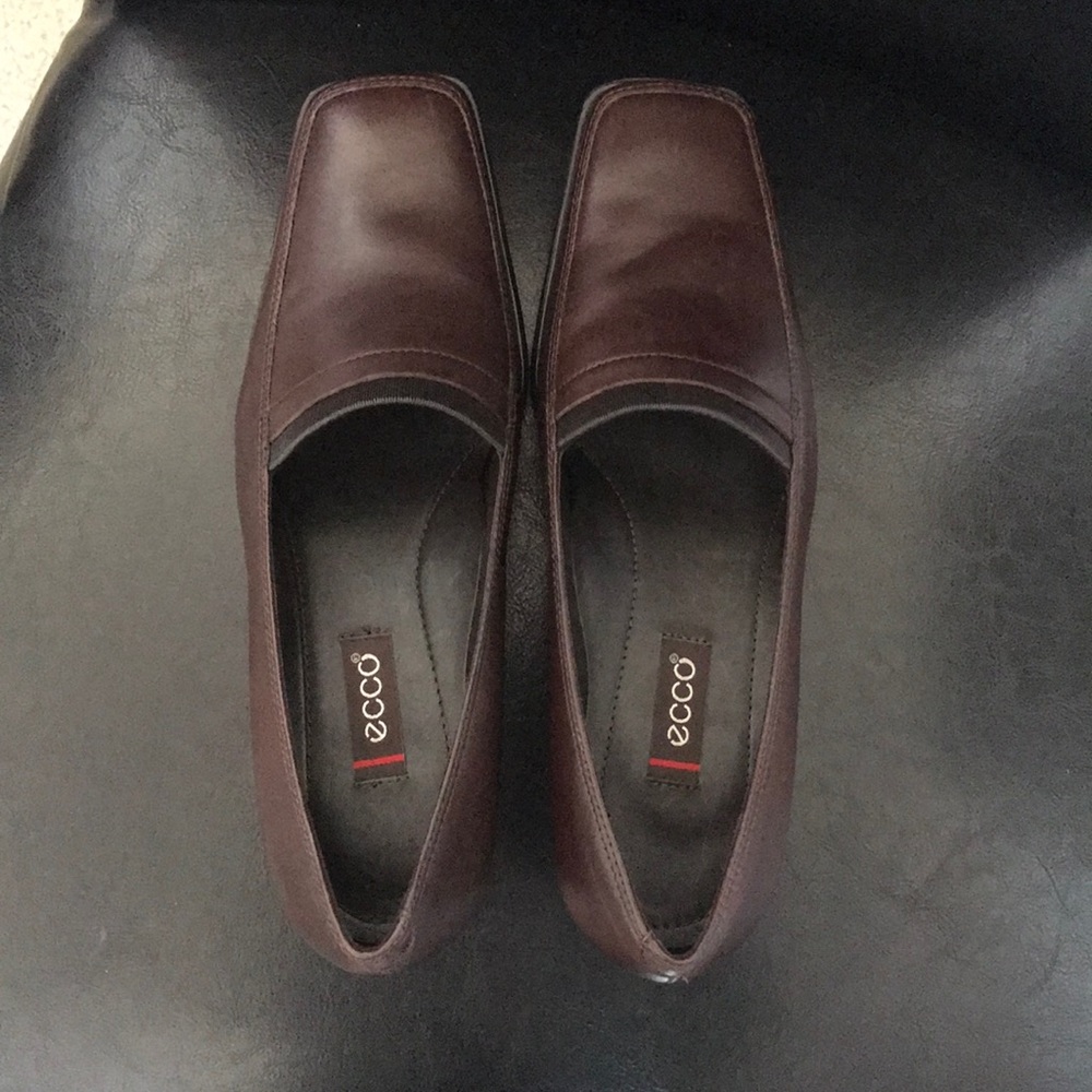 Ecco brown block heel leather shoes, size 6